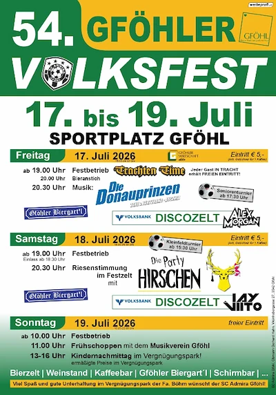 54. Gföhler Volksfest Flyer